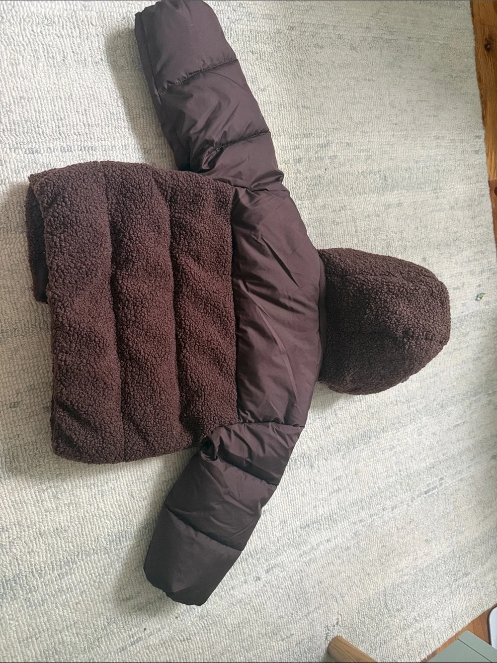 GAP Chocolate Brown Sherpa Puffer Hooded Jacket
